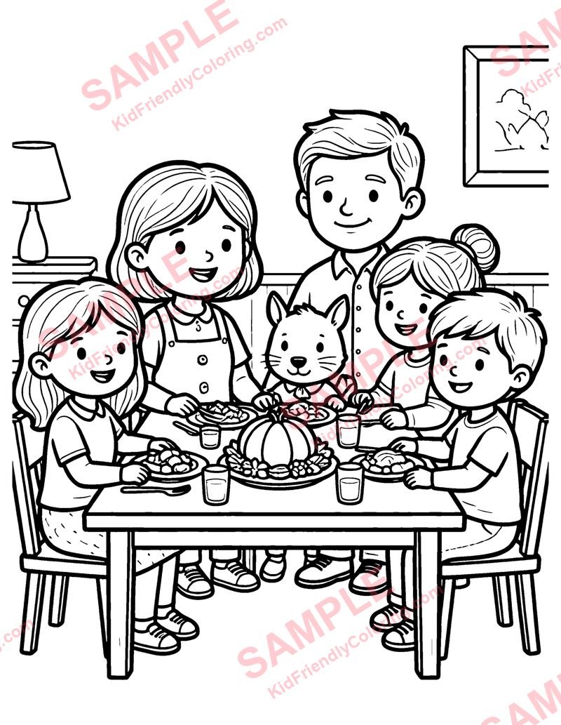 Thanksgiving Dinner coloring page preview