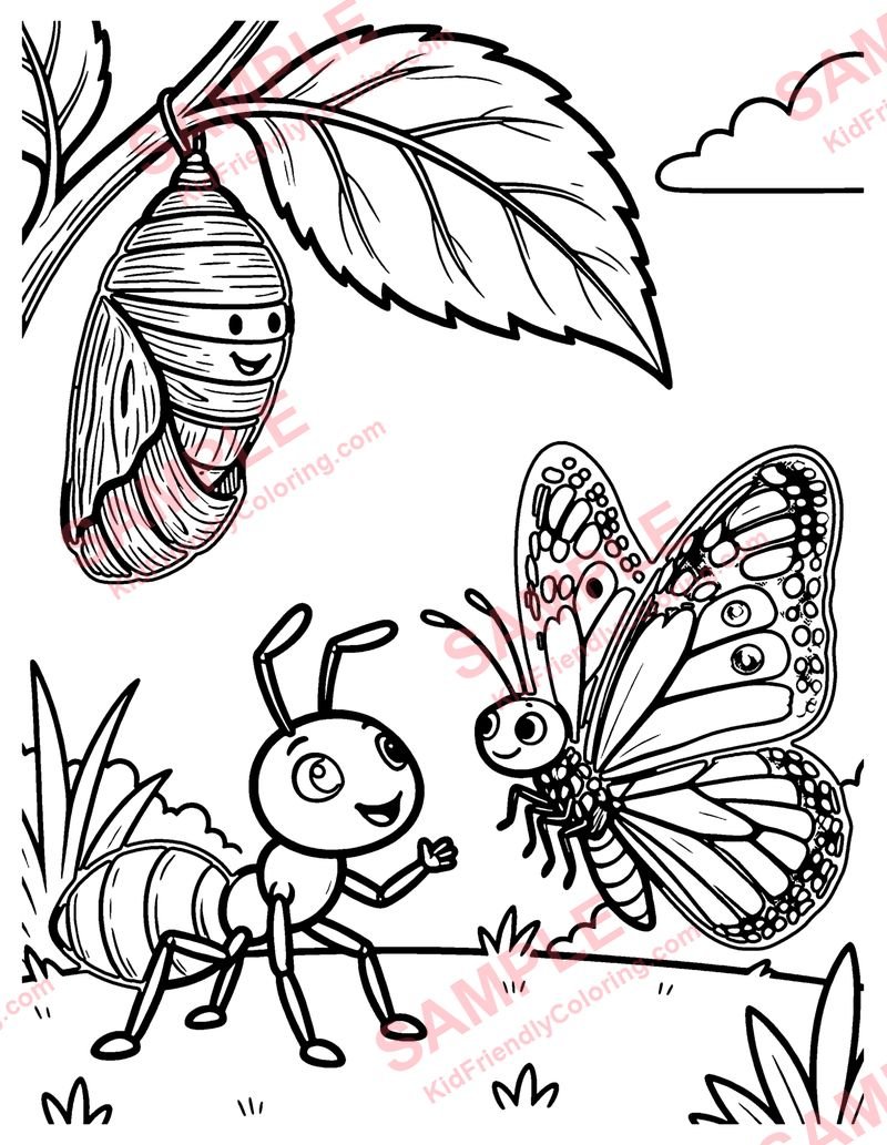 The Ant and the Chrysalis coloring page preview