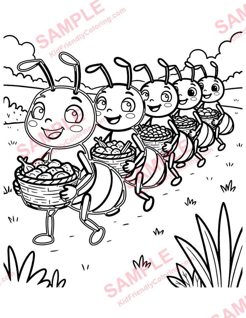 The Ants Go Marching coloring page preview