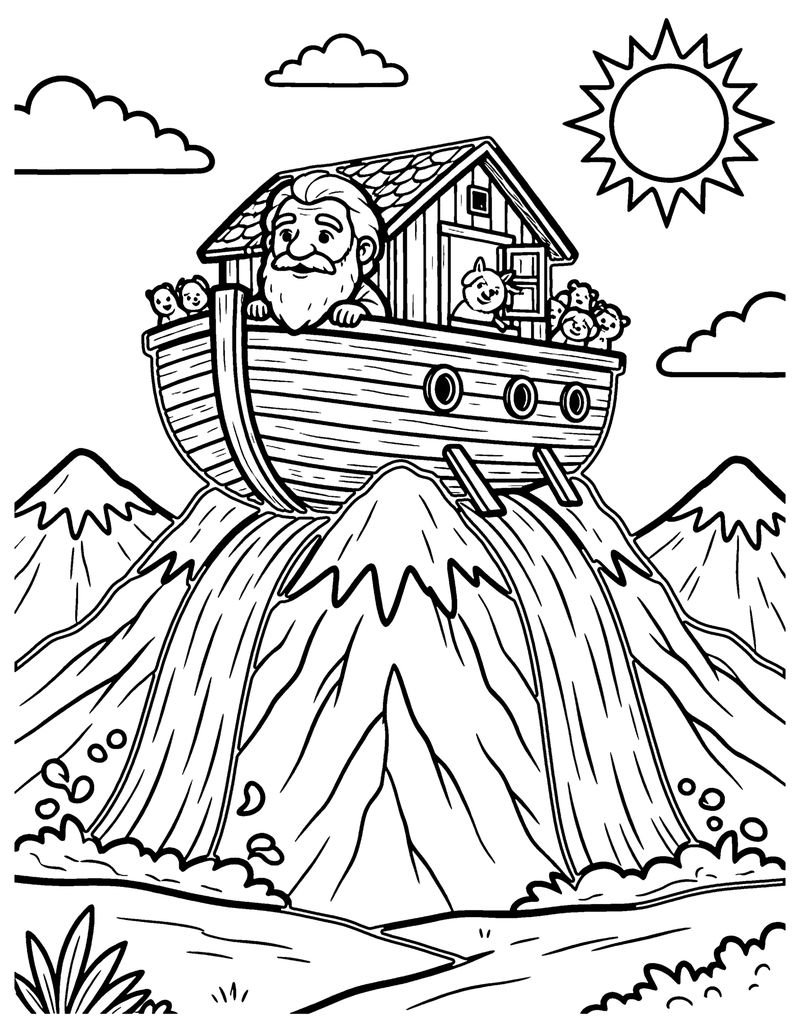 The Ark Rests on the Mountain coloring page preview