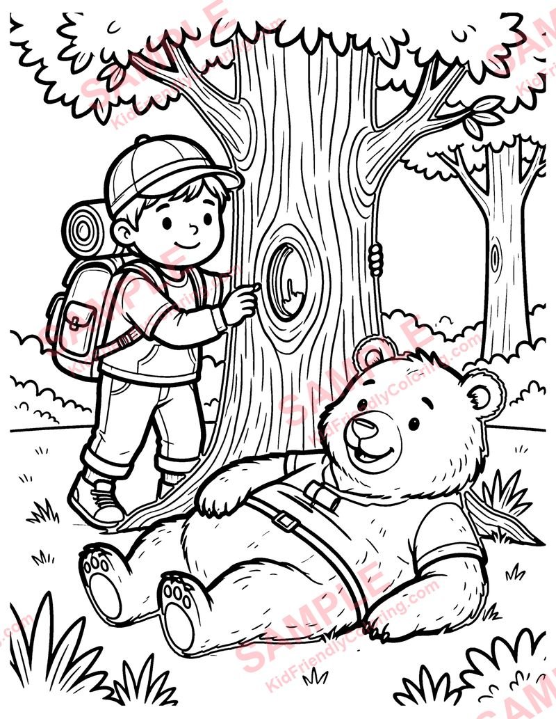 The Bear and the Two Travelers coloring page preview