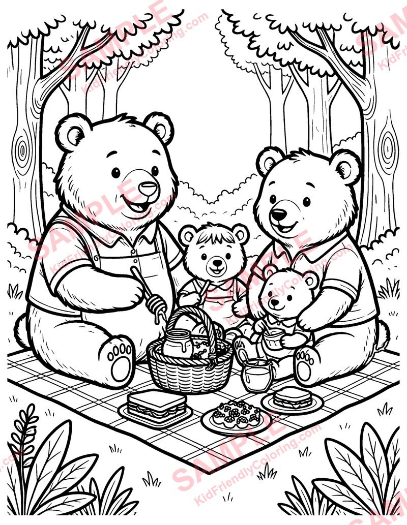 The Bears' Picnic coloring page preview