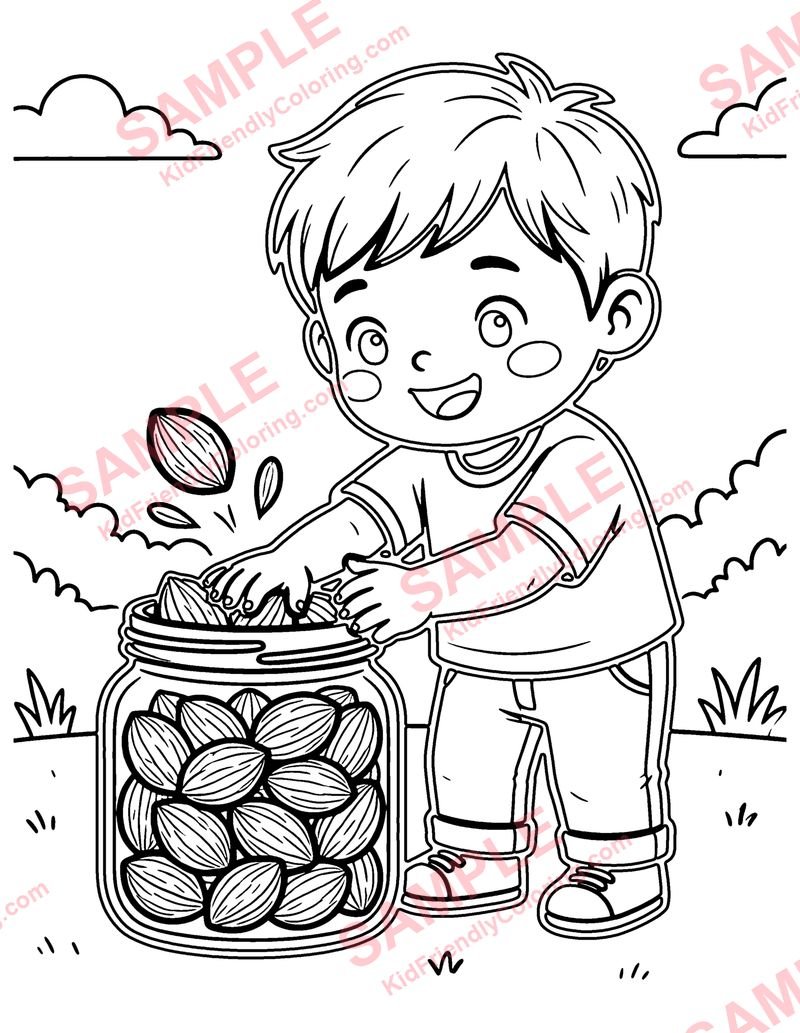 The Boy and the Nuts coloring page preview