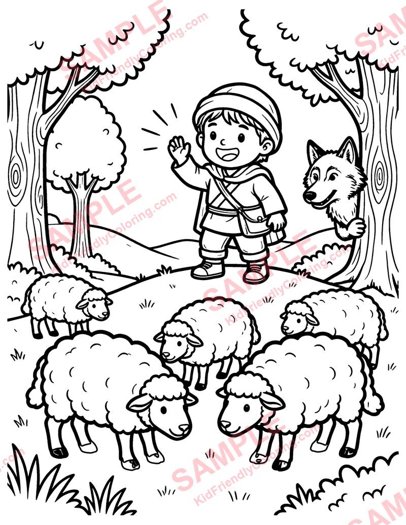 The Boy Who Cried Wolf coloring page preview