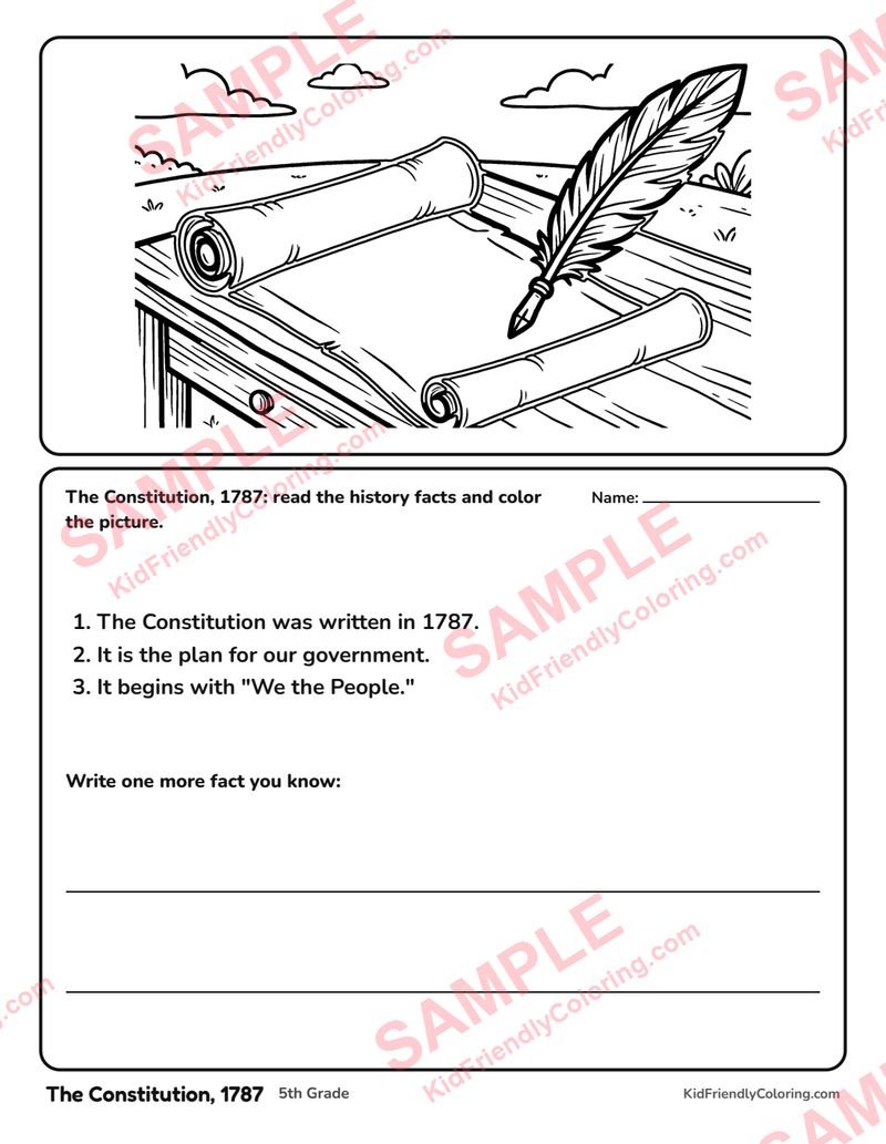 The Constitution, 1787 coloring page preview