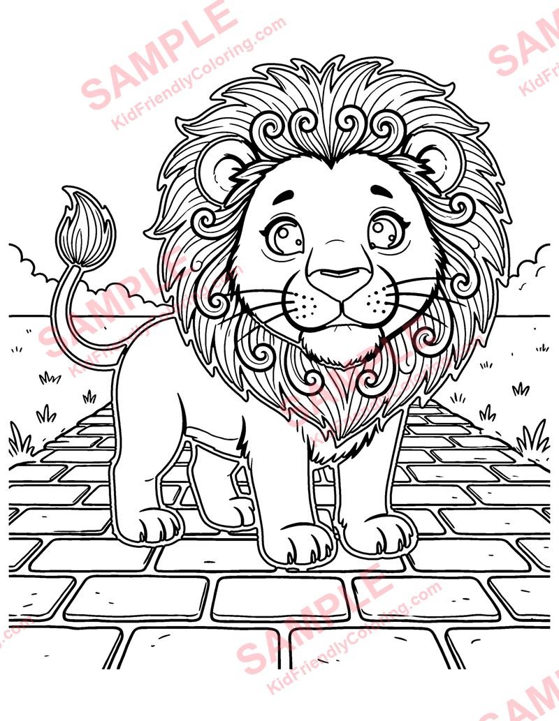 The Cowardly Lion coloring page preview