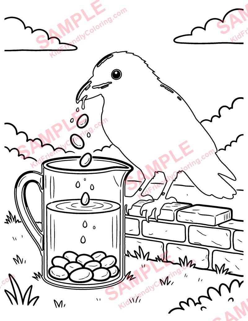 The Crow and the Pitcher coloring page preview