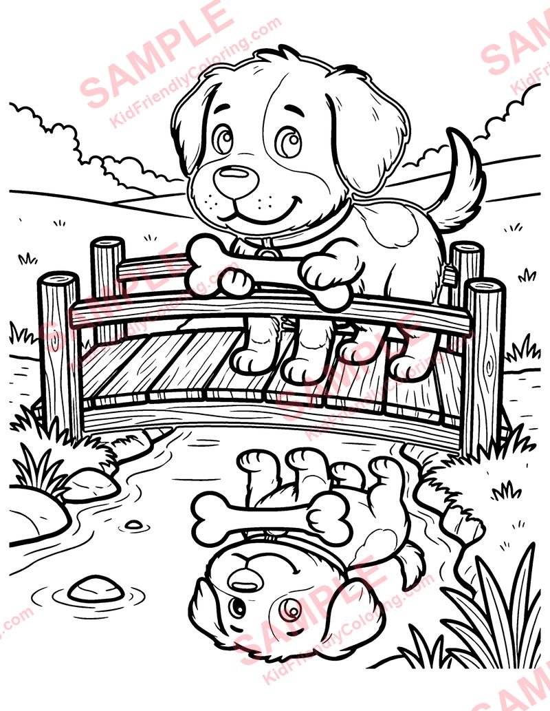 The Dog and His Reflection coloring page preview
