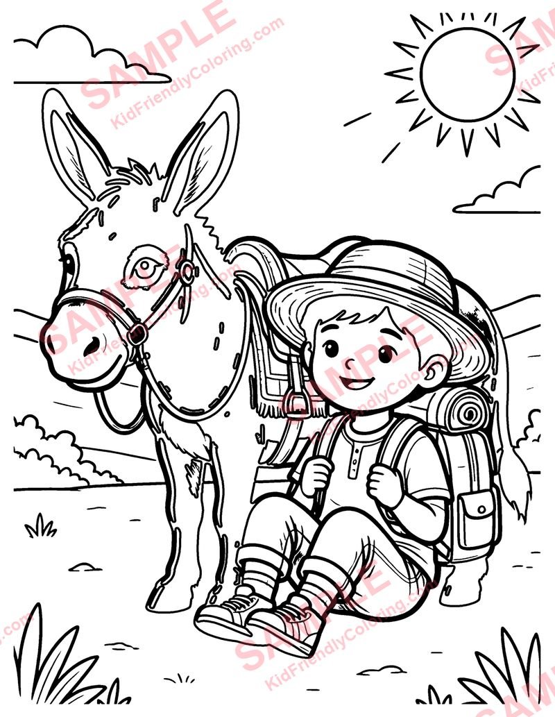 The Donkey and His Shadow coloring page preview