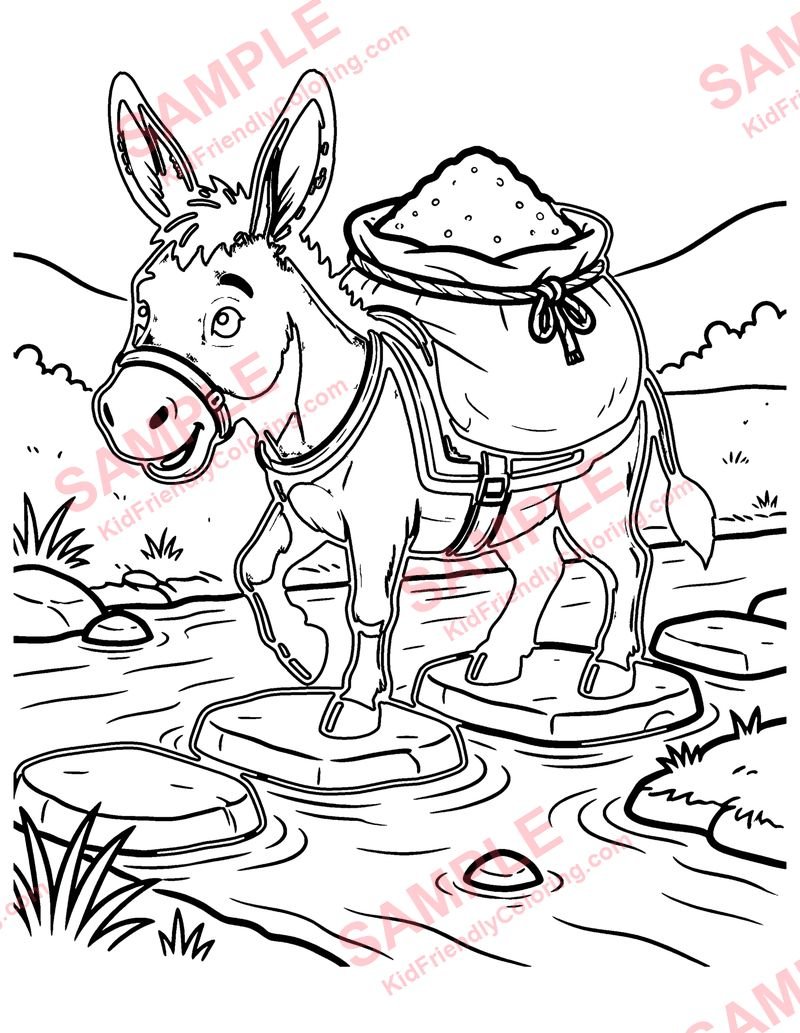 The Donkey and the Load of Salt coloring page preview