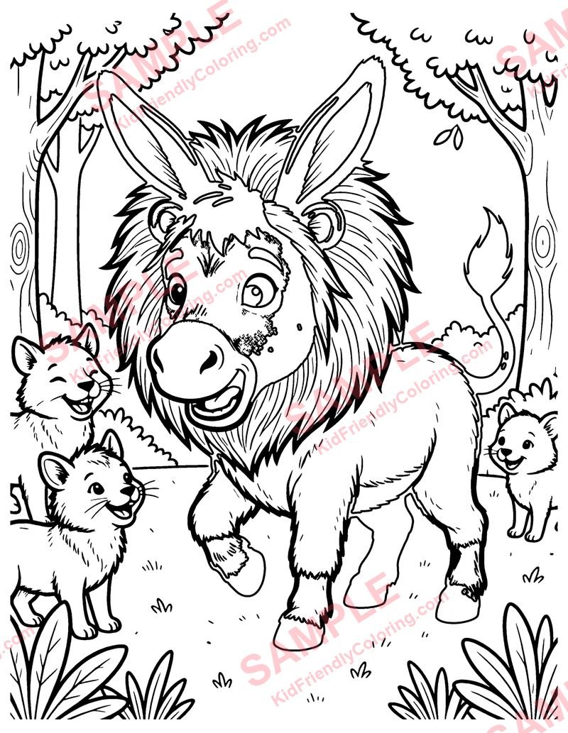 The Donkey in the Lion's Skin coloring page preview