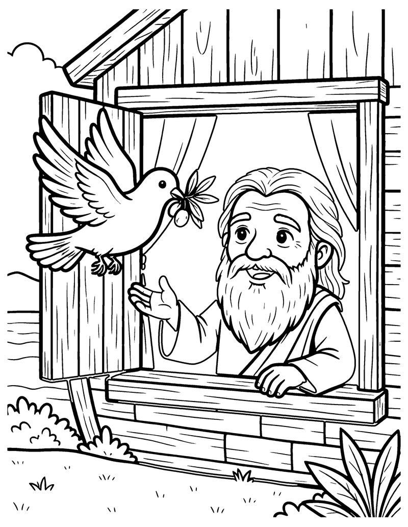 The Dove Brings a Leaf coloring page preview