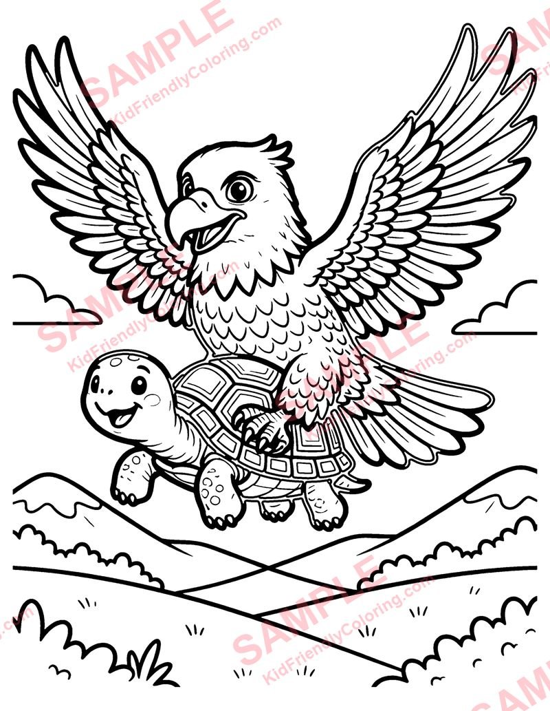 The Eagle and the Tortoise coloring page preview