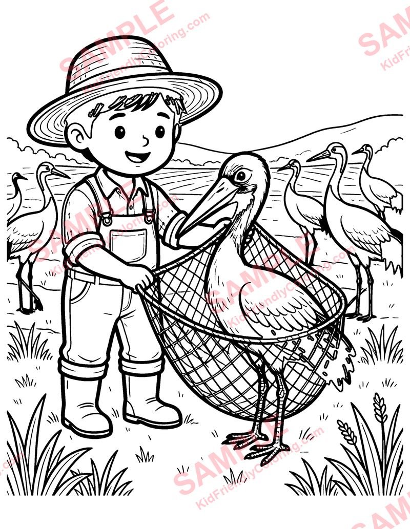 The Farmer and the Stork coloring page preview