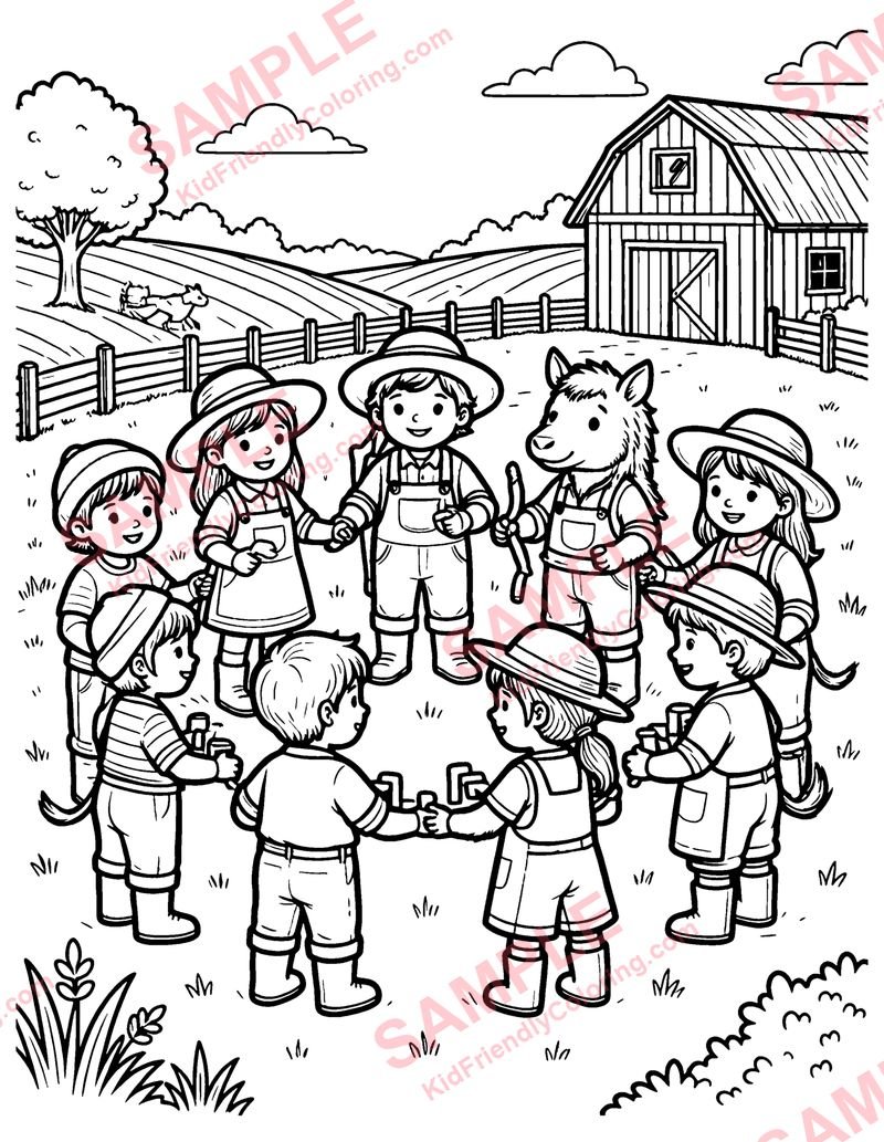 The Farmer in the Dell coloring page preview