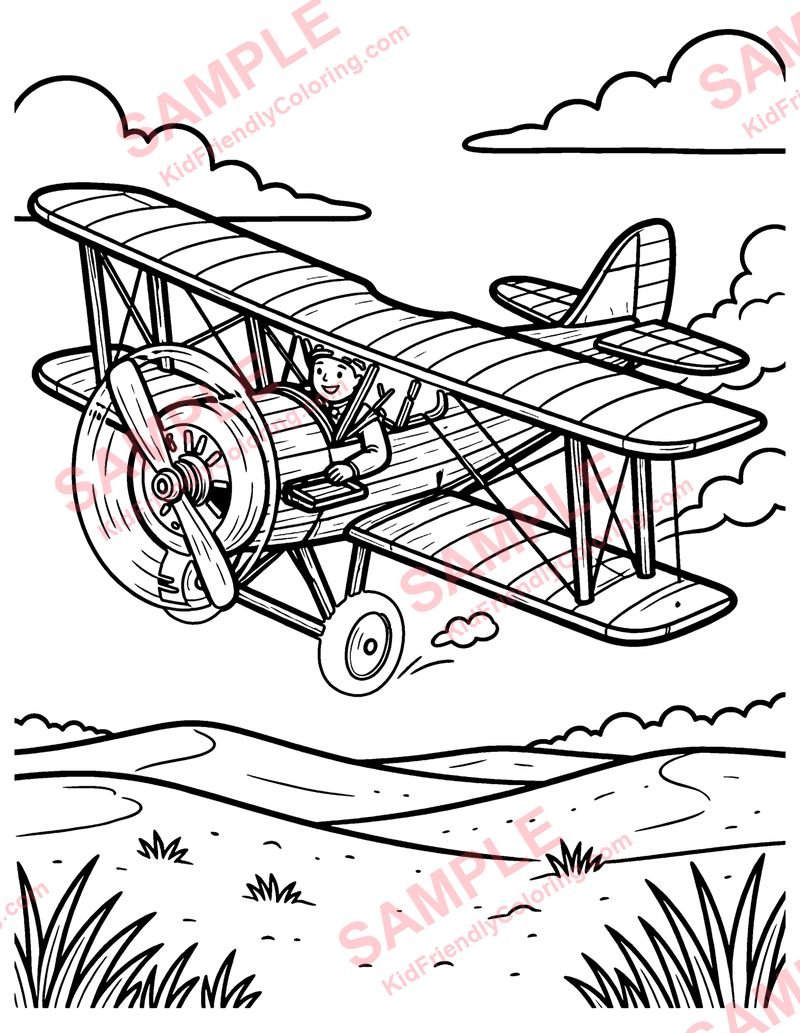 The First Airplane coloring page preview