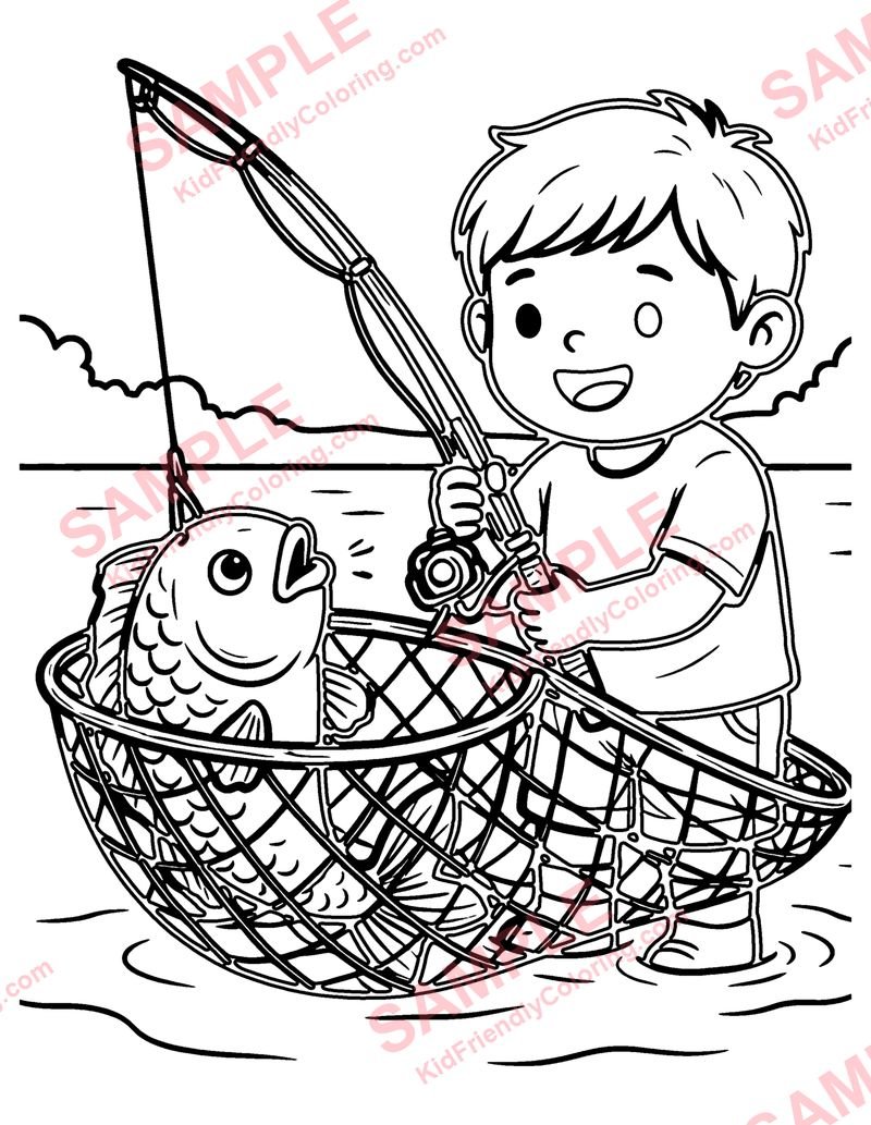 The Fisherman and the Little Fish coloring page preview