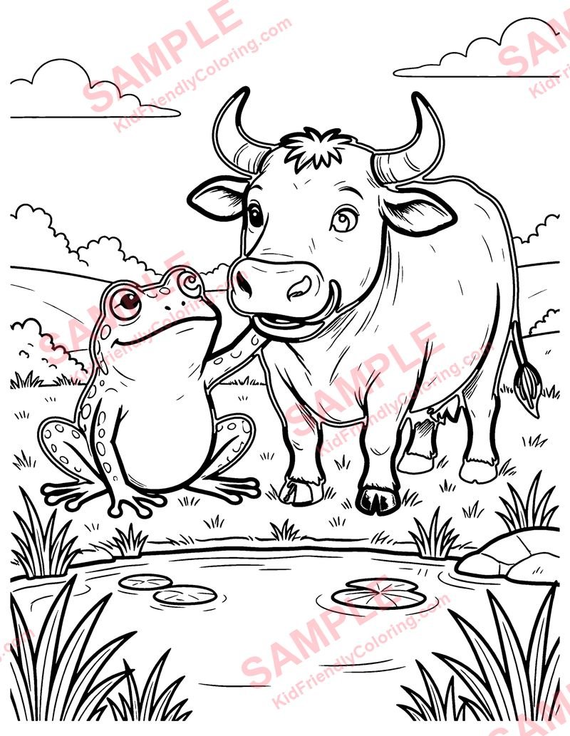 The Frog and the Ox coloring page preview