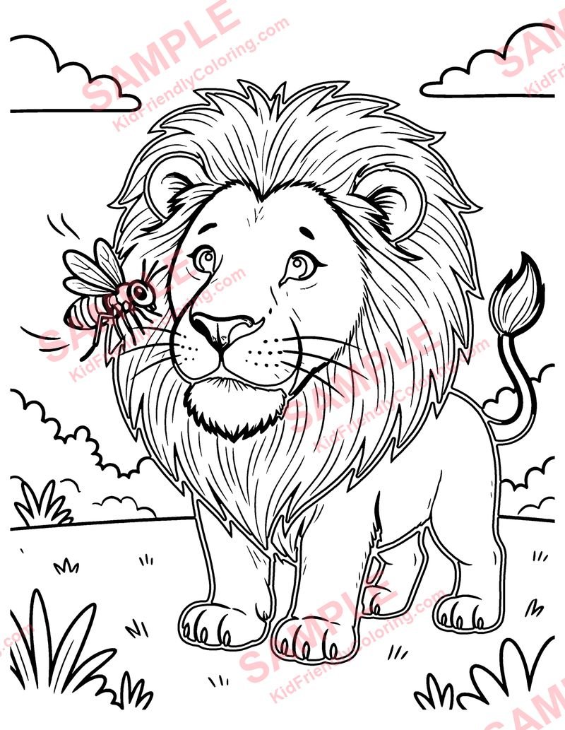 The Gnat and the Lion coloring page preview