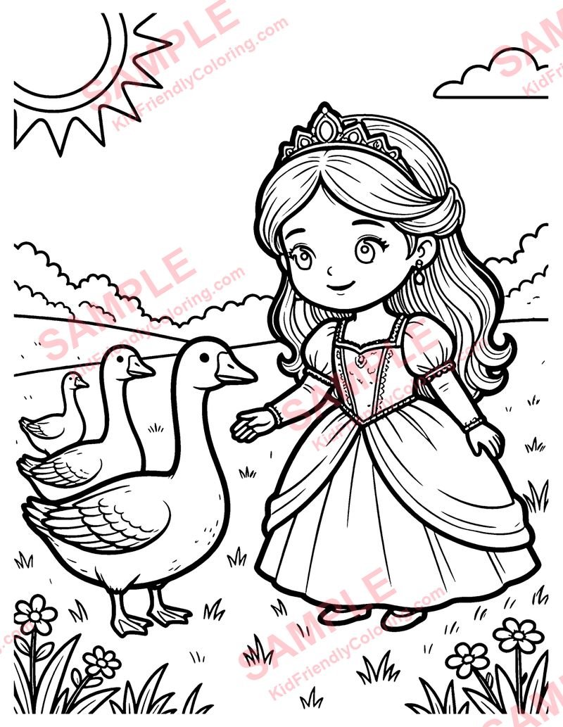 The Goose Girl coloring page preview