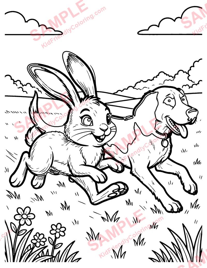 The Hare and the Hound coloring page preview