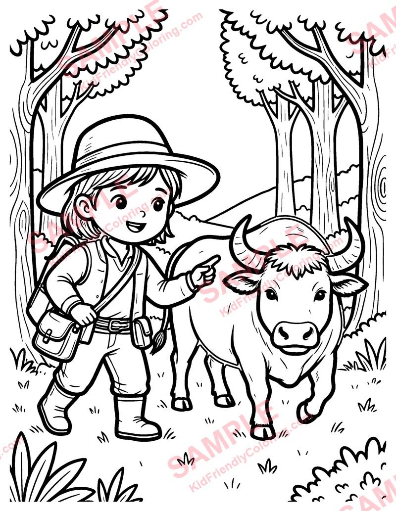 The Herdsman and the Lost Bull coloring page preview