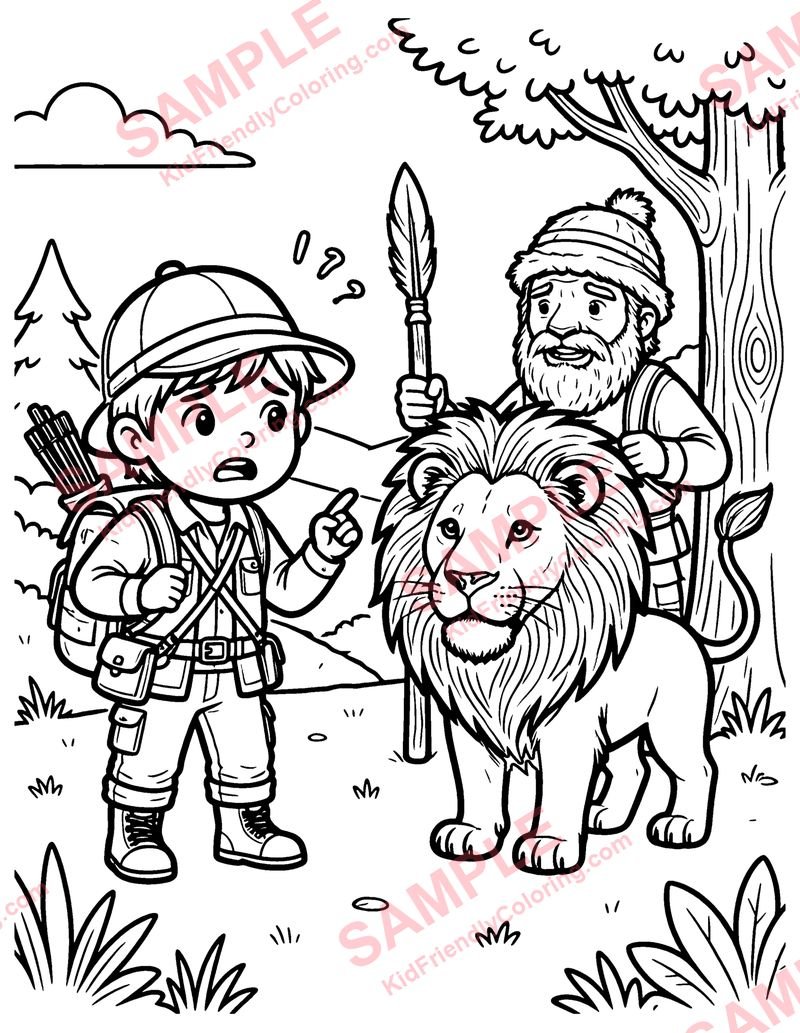 The Hunter and the Woodman coloring page preview
