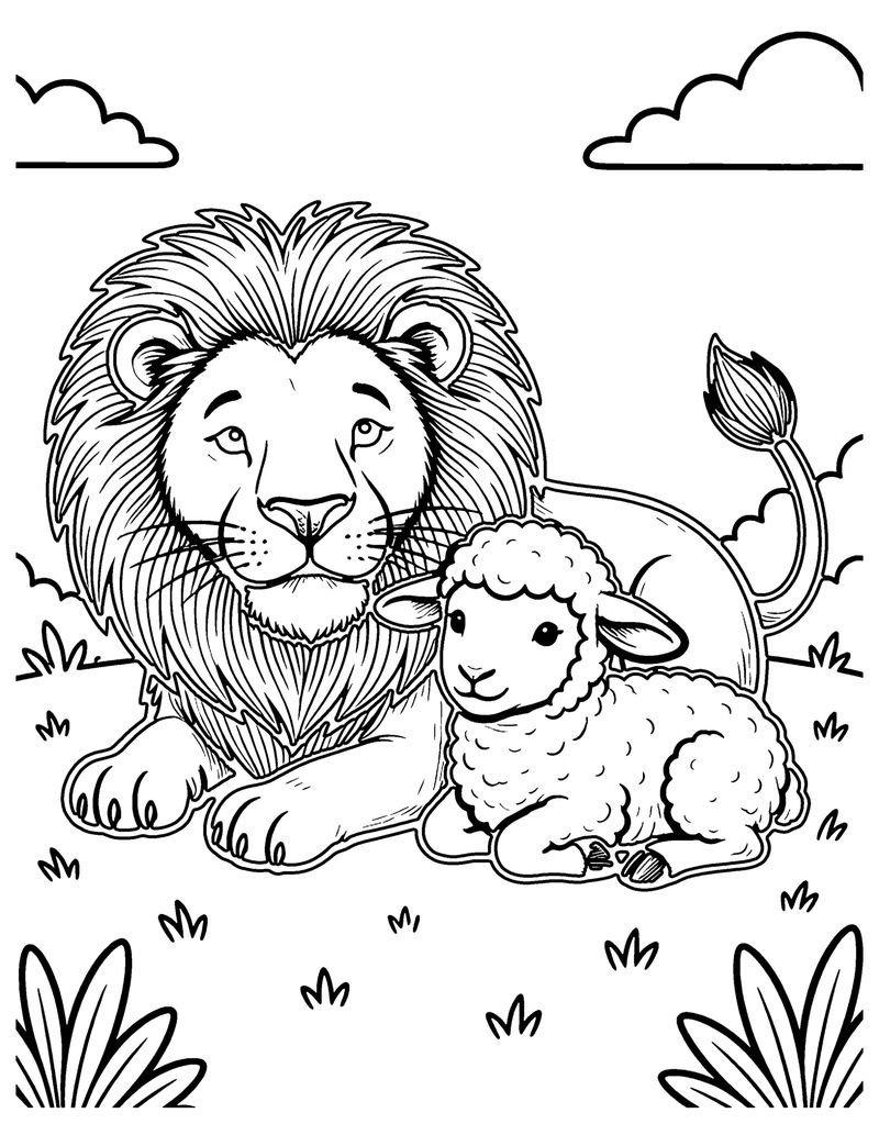 The Lion and the Lamb coloring page preview