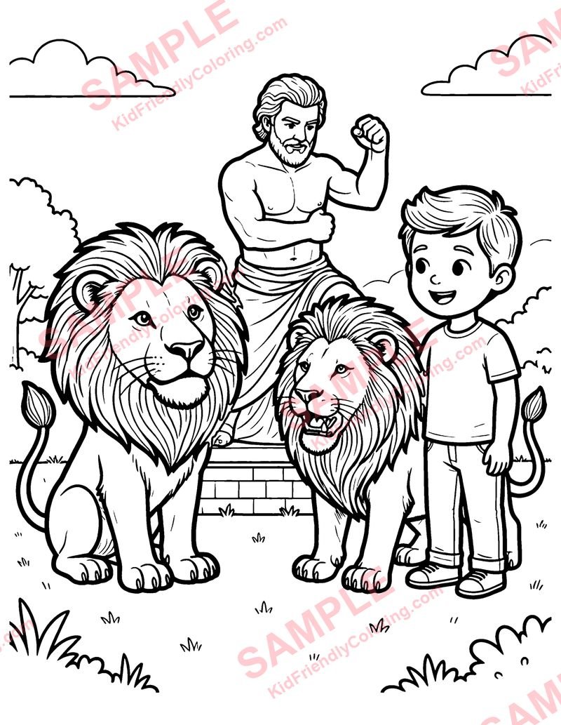 The Lion and the Statue coloring page preview