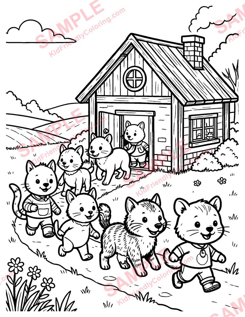 The Little House in the Field coloring page preview