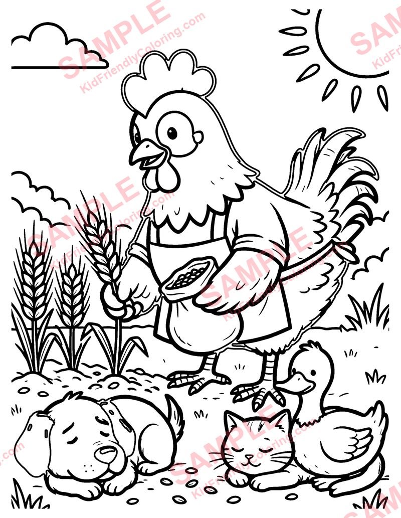 The Little Red Hen coloring page preview