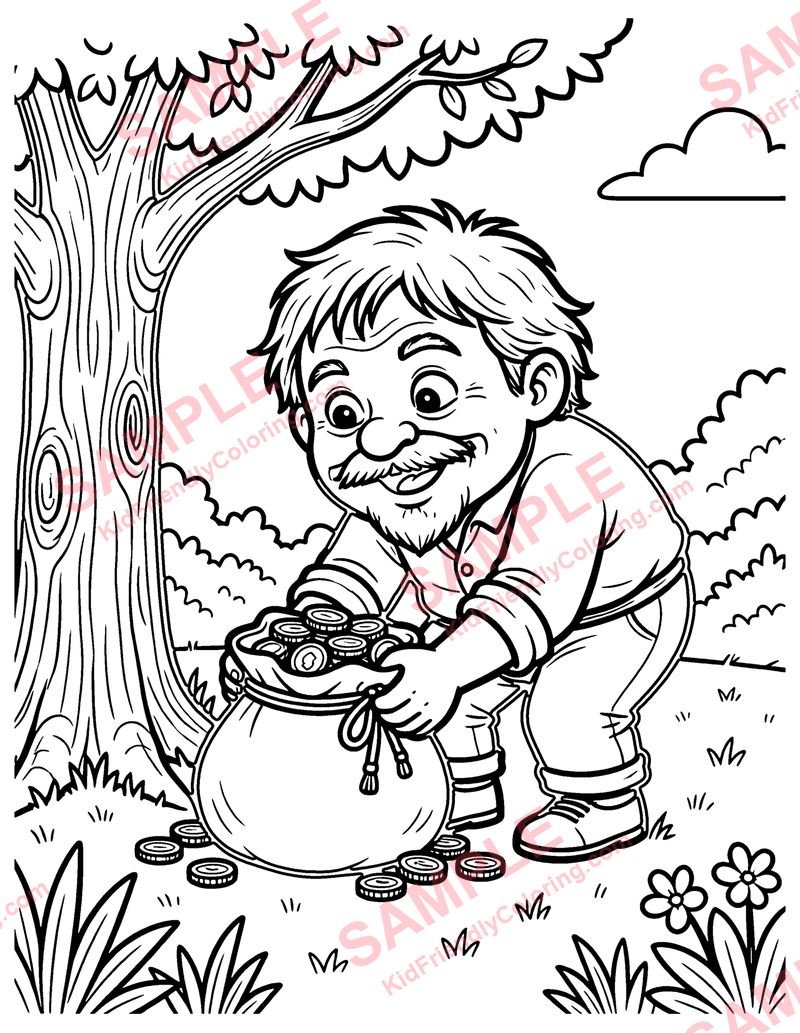 The Miser and His Gold coloring page preview