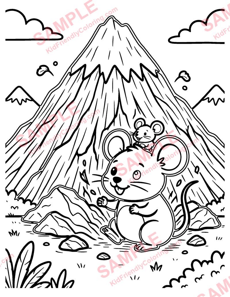 The Mountain and the Mouse coloring page preview