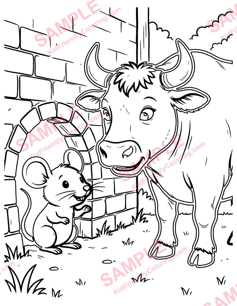 The Mouse and the Bull coloring page preview