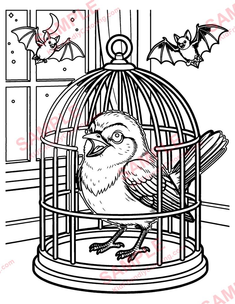 The Nightingale and the Bat coloring page preview
