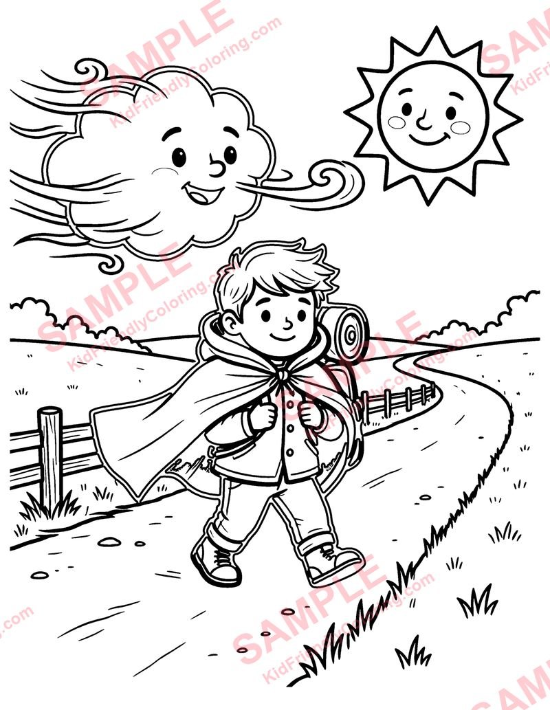 The North Wind and the Sun coloring page preview