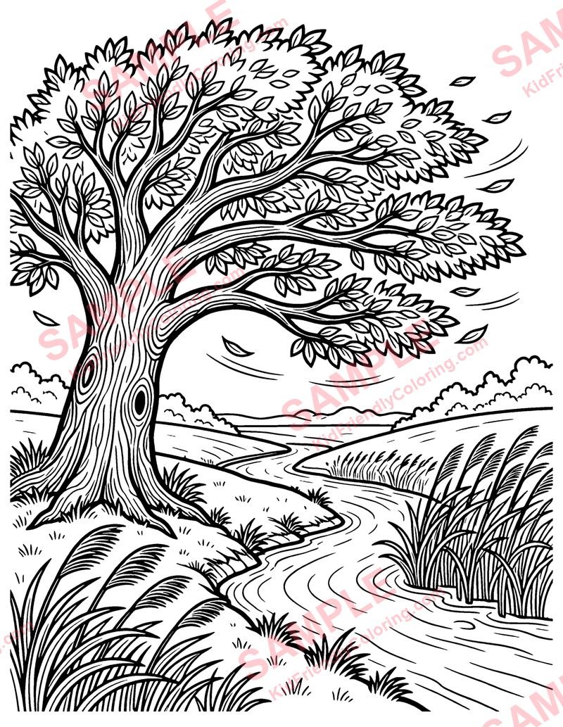 The Oak and the Reeds coloring page preview
