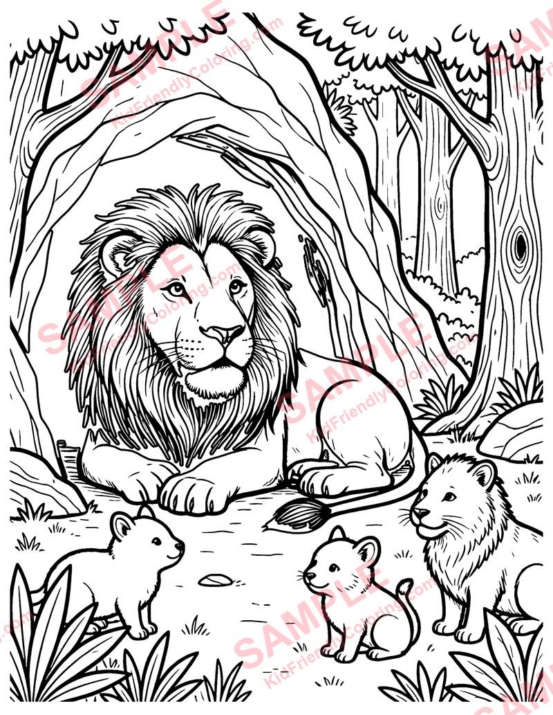 The Old Lion coloring page preview