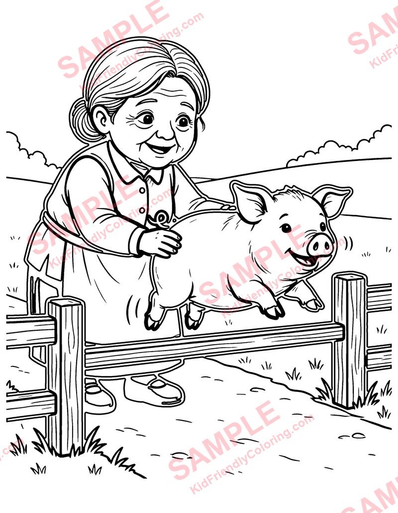The Old Woman and Her Pig coloring page preview