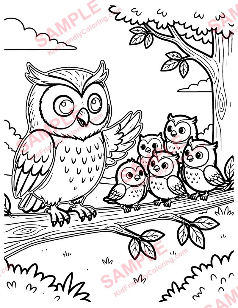 The Owl and the Birds coloring page preview