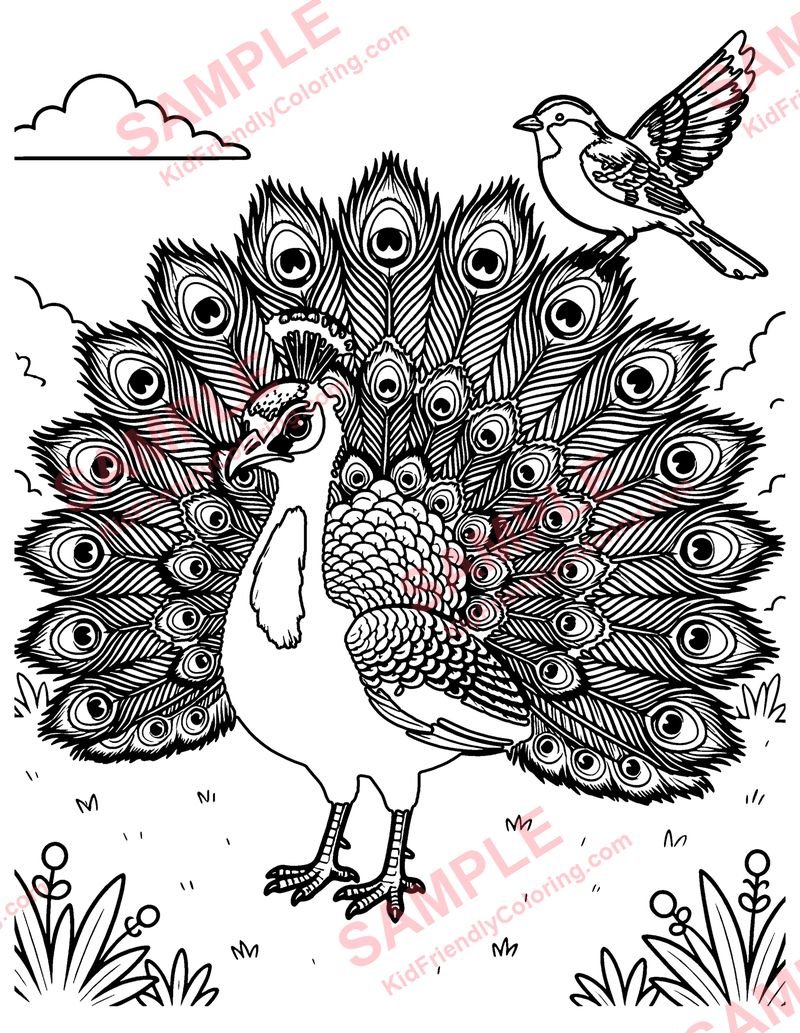 The Peacock's Wish coloring page preview