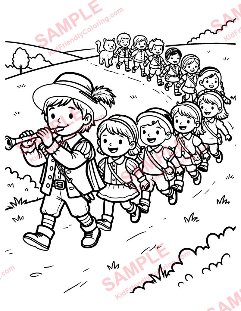 The Pied Piper coloring page preview
