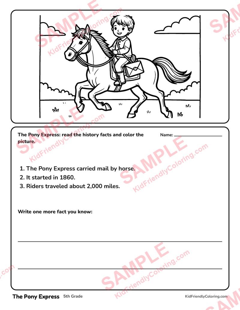 The Pony Express coloring page preview