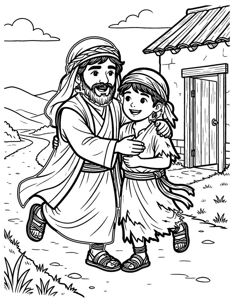 The Prodigal Son Comes Home coloring page preview