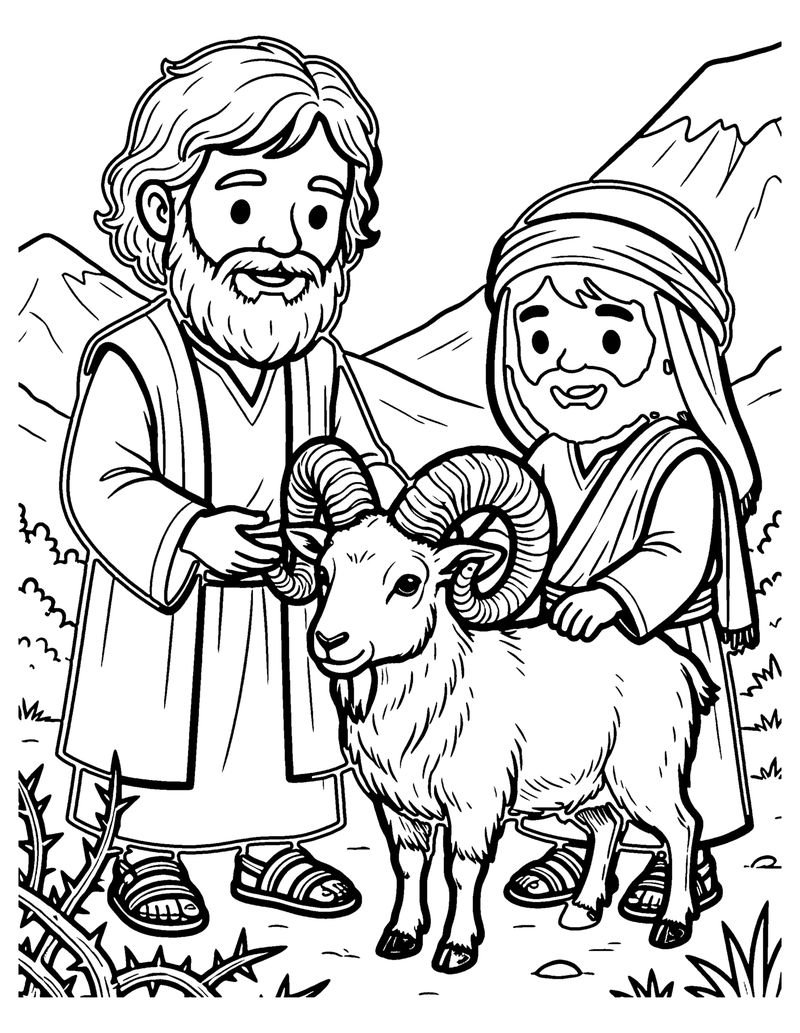 The Ram in the Bushes coloring page preview