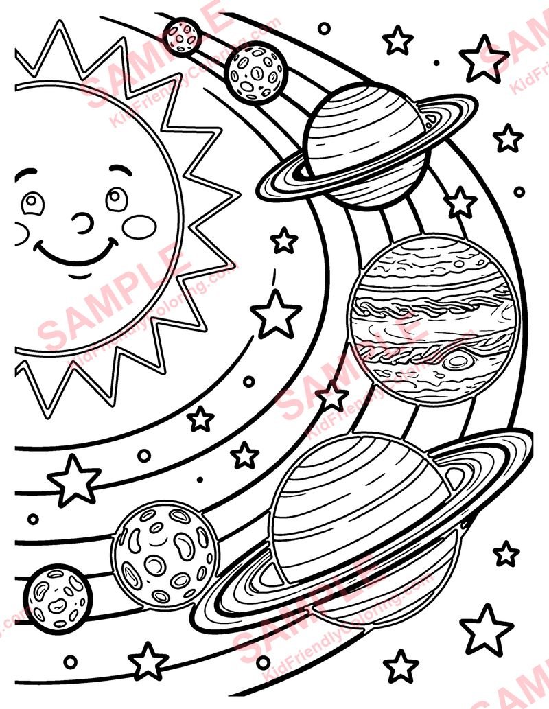 The Solar System coloring page preview