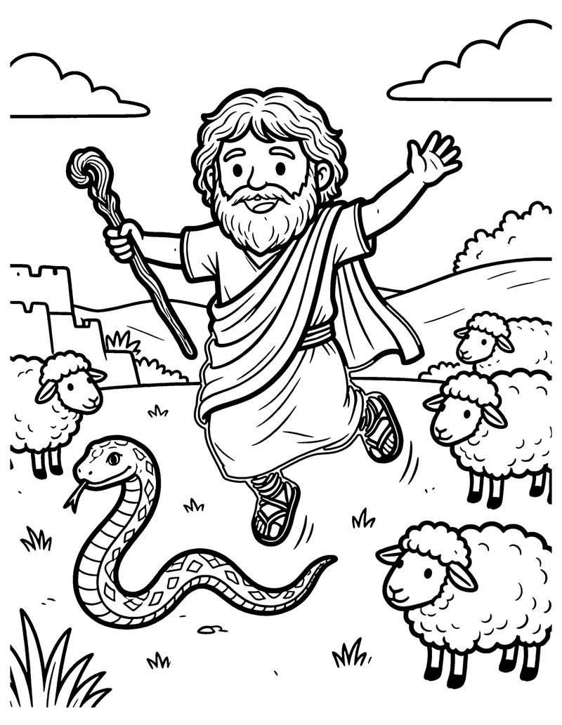 The Staff Becomes a Snake coloring page preview