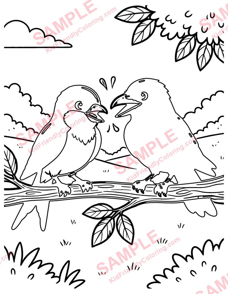 The Swallow and the Crow coloring page preview