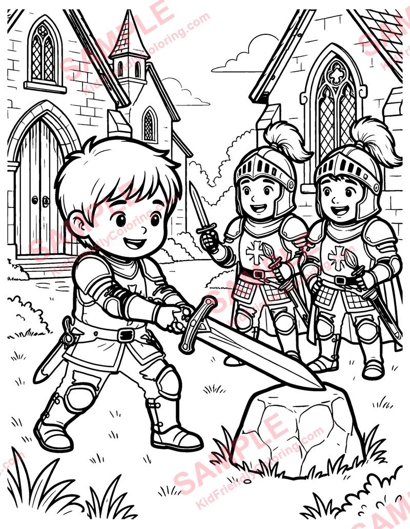 The Sword in the Stone coloring page preview