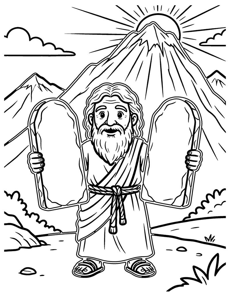 The Ten Commandments coloring page preview